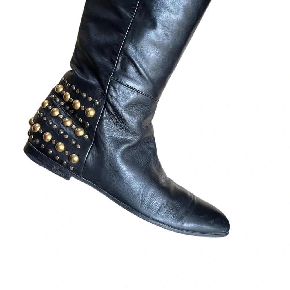 GUCCI Babouska Studded Knee High Tall Leather Boots